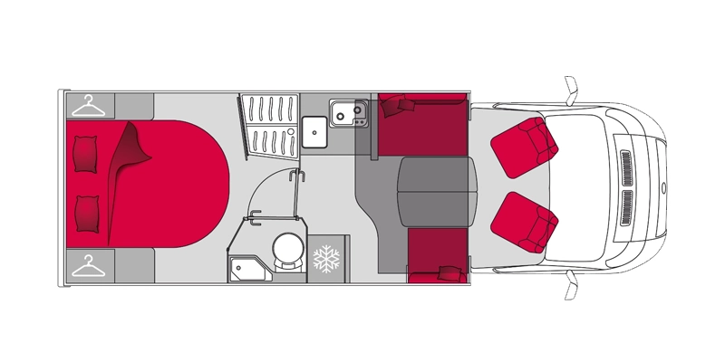 Plattegrond van camper 2 Pilote P726FC